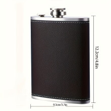 (1pc 80z) Schwarze Geschenkbox aus Leder mit Litschi-Aufdruck, 227 ml, Edelstahl-Flaschen-Geschenkset mit
