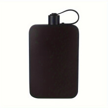 (Black) 500-ml-Flachmann aus Edelstahl mit sicherem Schraubverschluss – quadratischer Taschenkolben, auslaufsichere