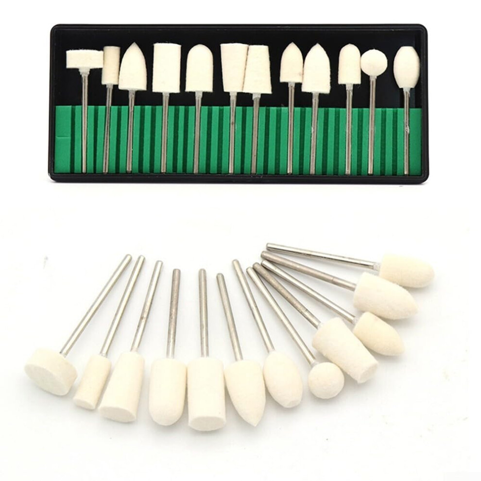 Polishing Buffing Wheel Set 12Pcs With Wool Felt, 2 35Mm Shank For Rotary Grinding Tools Without Box 9189345966620