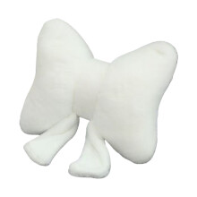 Bowknot Plush Throw Pillow Back Support Cushion for Sofa-White
