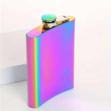 (8oz-Electroplating Colorful) Portable Stainless Steel 8oz Outdoor Camping Flask |Gold-Plated Rainbow Whiskey Bottle