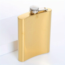 (8oz-Golden) Portable Stainless Steel 8oz Outdoor Camping Flask |Gold-Plated Rainbow Whiskey Bottle