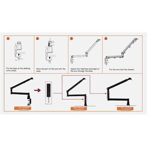 Microphone stand  Microphone holder 360 rotatable low position 3/8' 5/8' adapter 2