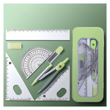 Mathe Kompass 7PCS Stainless Steel Compass Set with Eraser Ruler Green