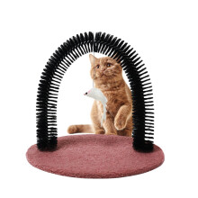 Kitten Massaging Pet Arch Soft Bristle Grooming Column SelfCleaning AntiTangle Device Massage Brush for Loose Fur