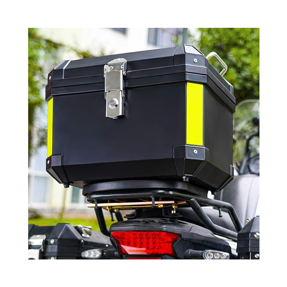 45L Motorbike Case Waterproof Dustproof Pp Material Lockable Trunk Box Reflective Strips Black 9426802260700