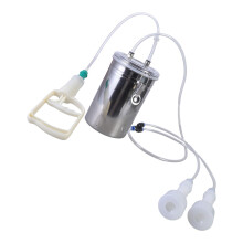 Handoperated milking device, portable milking machine kit for storage of goat milking equipment for home milk use at home.