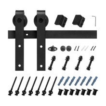 Kit Beschläge für Scheunentore - DUOKU - 300 cm - Kohlenstoffstahl - Robuste Schiene - 330 lb