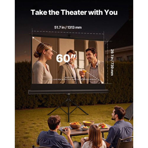 Écran de Projection Portable - DUOKU - TS60H - 152,4 cm - Angle de Vision 160 - Écran Mat Résistant 2
