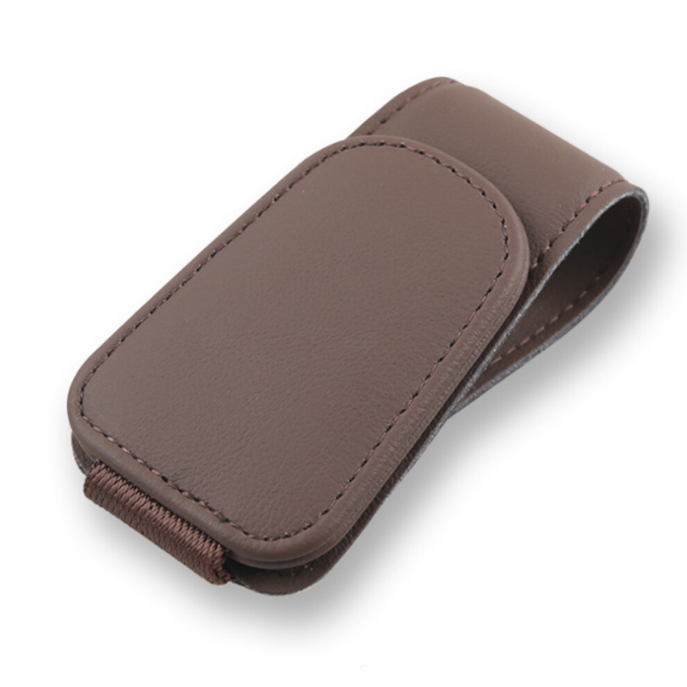 Reusable Wide Applications Magnetic Sunglasses Holder, Easy Install For Vehicle Visor Accessories, Cowhide Leather Design With Hidden Magnetic 9190834894881