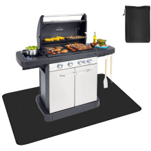 Deck Protector, Non-Slip Ribbed Surface, Heat Resistance Up To 600 Degrees, Versatile Usage, Easy to Clean Grill Mat, Protects Flooring From Grease An