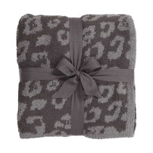 Couverture chaude en maille à imprimé léopard, jeté ultra doux et moelleux avec doublure polaire pour canapé, couverture réversible en peluche