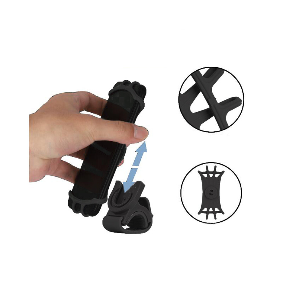 Universal Bike Phone Mount, Silicone Protected Motorcycle Holder With Adjustable Cell Phone Clamp, 360 Degree Rotation For Optimal Viewing On All 9190834903705