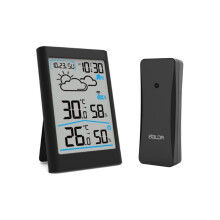 Binnen- en buitenthermometer, digitale hygrometer met draadloze sensor, batterijgevoed weerstation voor terras (verlicht display met maximale en