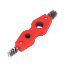 4in1 Brass Pipe Cleaner 1/2in 3/4in Wire Brush, Double Head Inner/Outer Thread Cleaner Plumber Deburring Brush Red