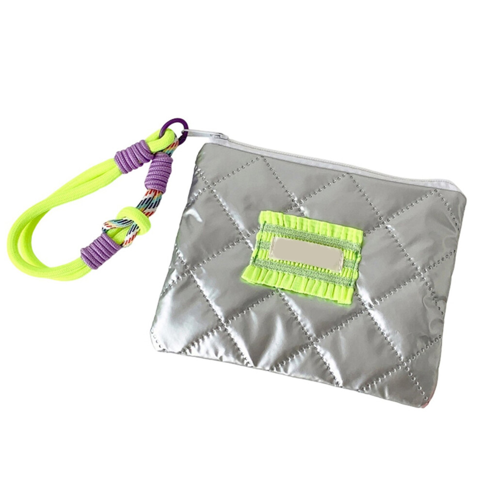 Lanyard Attached Small Cosmetic Pouch-fluorescent green