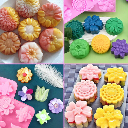 Silicone Dessert Molds 6 Different Flower Shape Soap Making-1 2