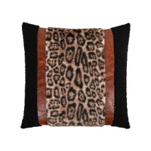 Leopard Print Patchwork Short Plush Pillow-leopard print 3