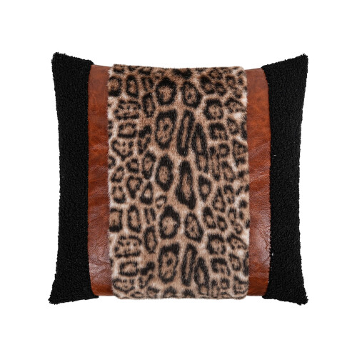 Leopard Print Patchwork Short Plush Pillow-leopard print 3