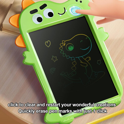 LCD Writing Tablet Dinosaur Design Colorful Drawing Pad for Kids with OneButton Erase 2