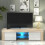 TV Unit 130cm Loom - Oak & White Gloss Doors and LED Lights 4