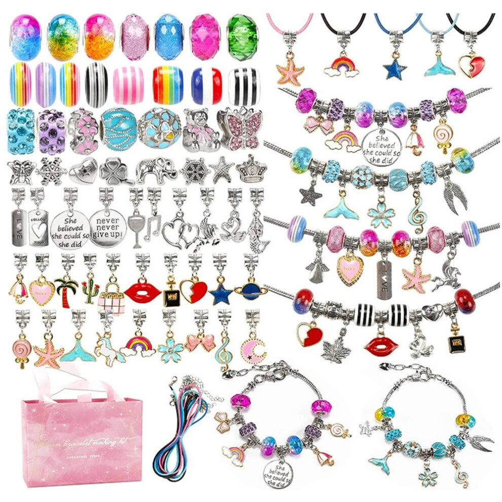 Beads for Jewelry Making No. 120Piece Craft Set, Jewelry Making Kit for Creative Bracelets for Children Aged 6 and Up