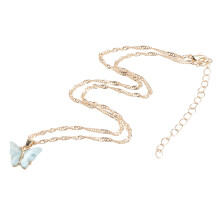 Butterfly Necklace Pendant Jewelry Novel Neck Pendant Stylish Necklace Fashionable Necklace Delicate Girls Chain Blue Alloy Blue