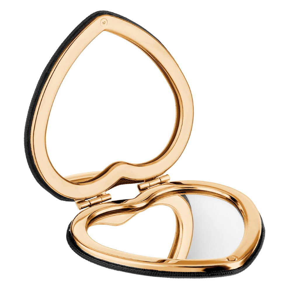 Heart Compact Mirror Folding DoubleSided 1x/2x Magnification Glitter Cosmetic Mirror PocketSized Portable Travel Vanity