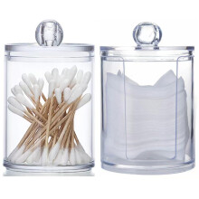 Acrylic Swabs Holder Dispenser Set A, Clear Apothecary Style Jar For Cotton Balls, Cotton Swabs, Cotton Pads