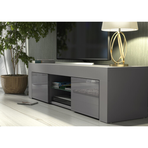 TV Unit 130cm Loom - Dark Grey with Gloss Doors 2