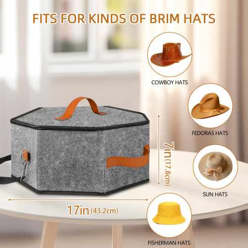 Large Capacity Stackable Hat Box Travel Hat-Light Grey 2