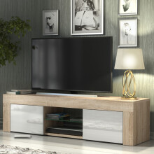 TV Unit 130cm Loom - Oak & White Gloss Doors