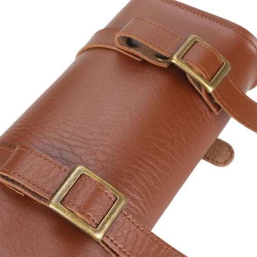 Motorcycle Tool Bag  Leather For Bicycle Fork Saddlebags, Handlebar Front Mount, Tail Rack Pouch With Straps, Brown 1