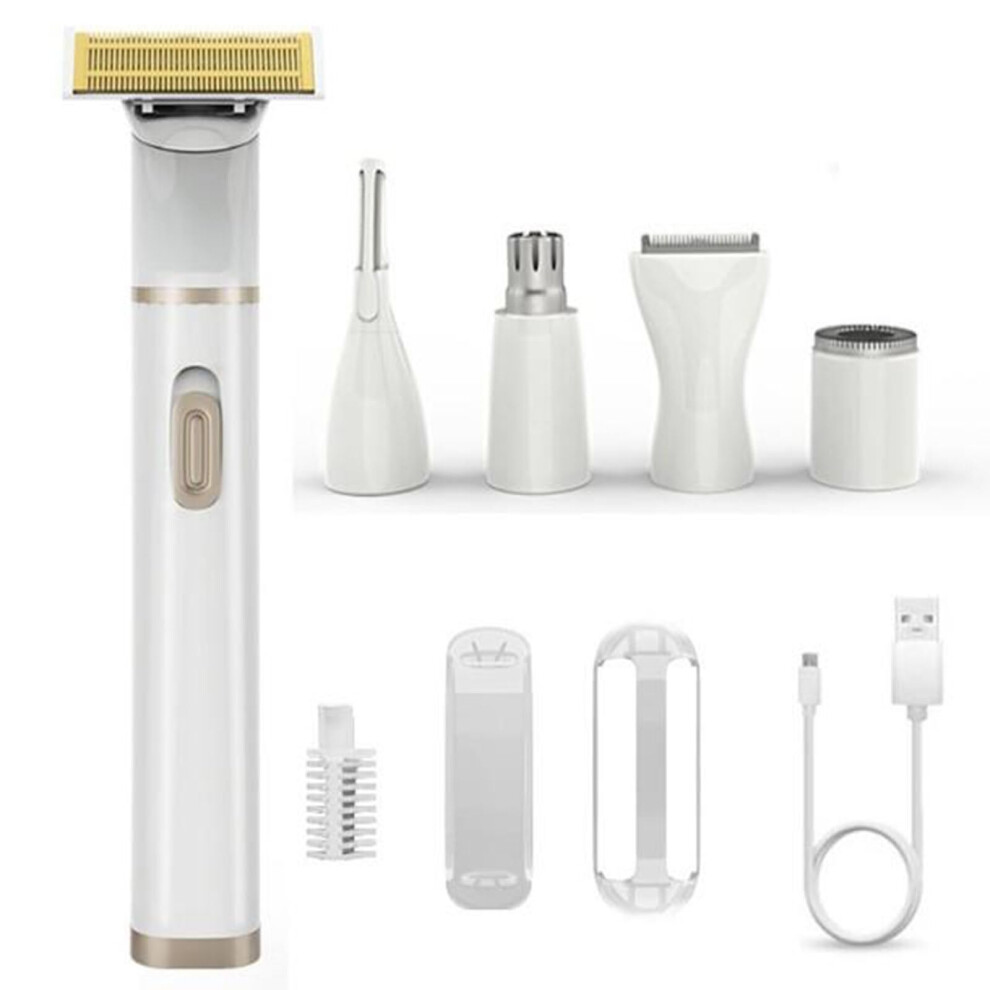 5in1 Women's Electric Shaver Rechargeable Bikini Trimmer with Storage Base for Face, Arms, Legs, and Underarms
