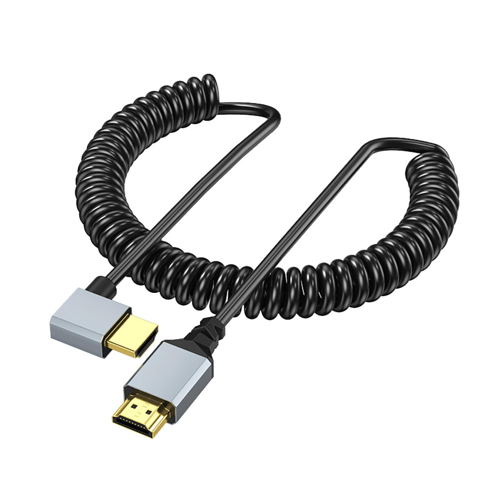 Speed Hdtv Port 2.0 Spring Coiled Hdmi Cable Right Angled/Straight Head Male To Male For 4K Tvs Computer Monitors 9412369038999