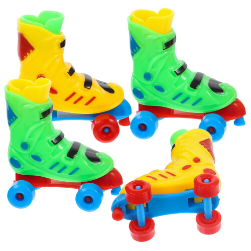 2 Pairs Finger Skateboard Realistic Roller Skates for Table Games, Training