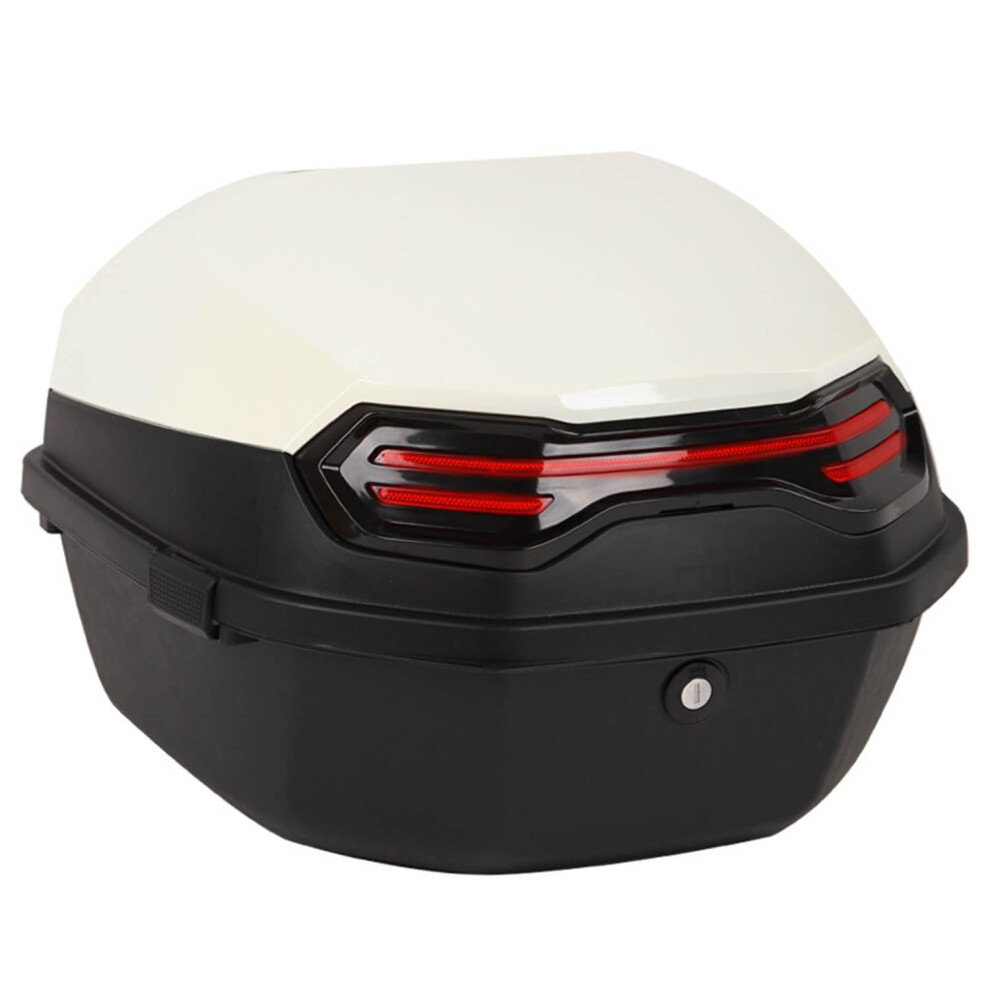 Universal Motorcycle Trunk Box Waterproof Case With Soft Backrest Offwhite Compatible With Scooter Moped Motorbike 9426802262001