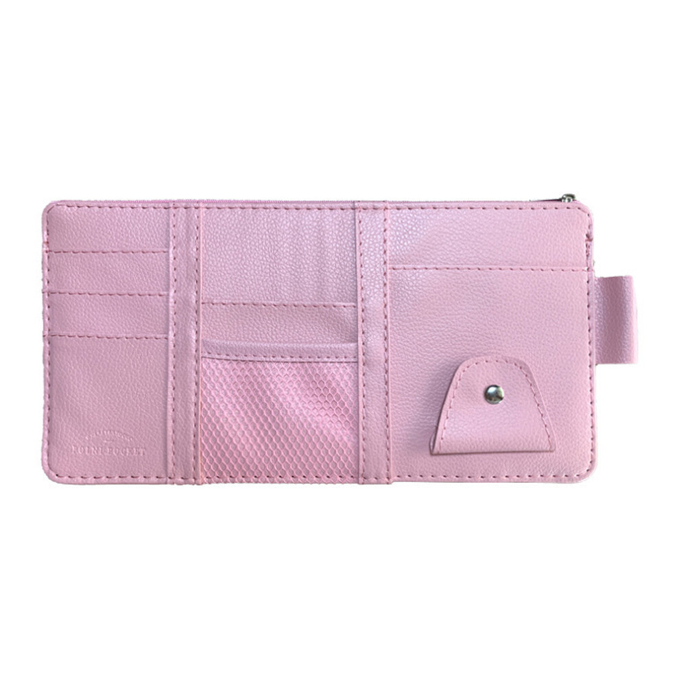 Car Sun Visor Organizer With Dur Pu Leather, Easy Access Multi-Pocket Net Zipper For Sunglasses And More, Leather Pocket Organizer Ensures Clean And 9190834590288