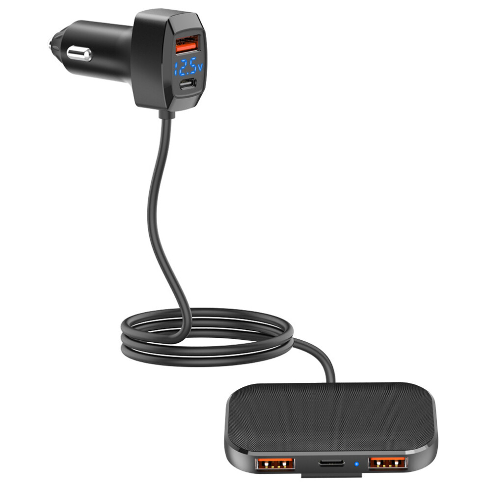 Led Voltage Display Car Charger, Enhanced Travel Experience With Built-In Heat Resistance, Offers Simultaneous Fast Charging For Multiple Devices 9190834906584
