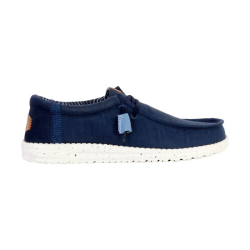 Hey Dude Wally Mocassim básico com cordões - Navy White 1