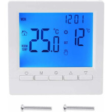 Programmierbarer digitaler Thermostat mit LCD-Display, WLAN-fähig, bietet Fernzugriff, Sprachsteuerung für mehr Komfort und Speicherfunktion.