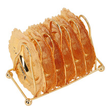 Conjunto de porta-copos decorativos com suporte dourado moderno e redondo. Elegante, protege a mesa e pode ser lavado na lava-louças. Requintado.
