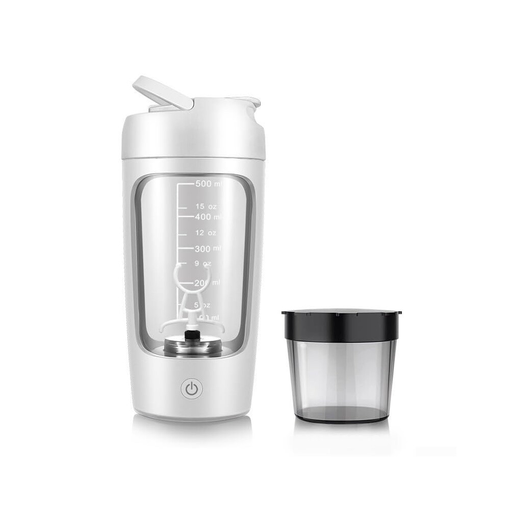 Electric Shaker Bottle For Milkshakes And Juices OnePush Operation Blue And White