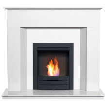 Adam Alora China White Marble Fireplace with Colorado Black Bio Ethano