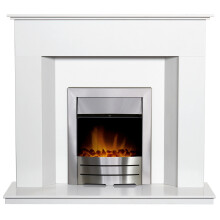 Adam Alora White Marble Fireplace with Downlights with Colorado Electr