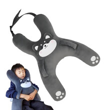Soft H Shape Car Sleeping Pillow 56x42cm, Breathable Materials, Safety Strap Cover, Car Seat Compatible