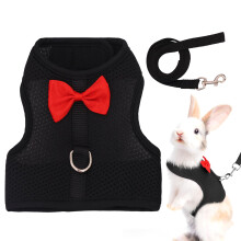 Rabbit Harness and Leashes, Escape Proof, Lightweight Set, Kitten Black S