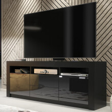 TV Unit 160cm Shine - Black with Gloss Doors