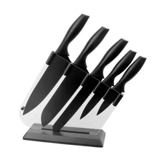 6 PC knives with acrylic knife block, multi-purpose kitchen knife set