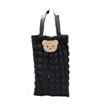 Acessório adorável para carrinho de bebê, com estampa de ursinho, prático porta-guardanapos de pano com abertura ampla, ideal para carros, salas
